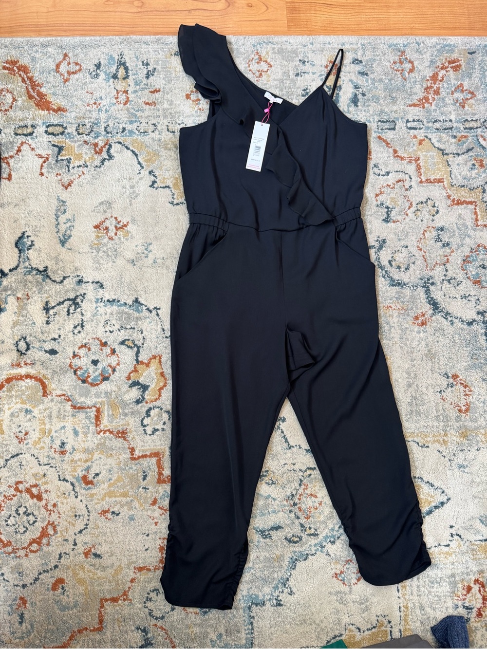 Parker Black Jumpsuit with Ruffle Detail